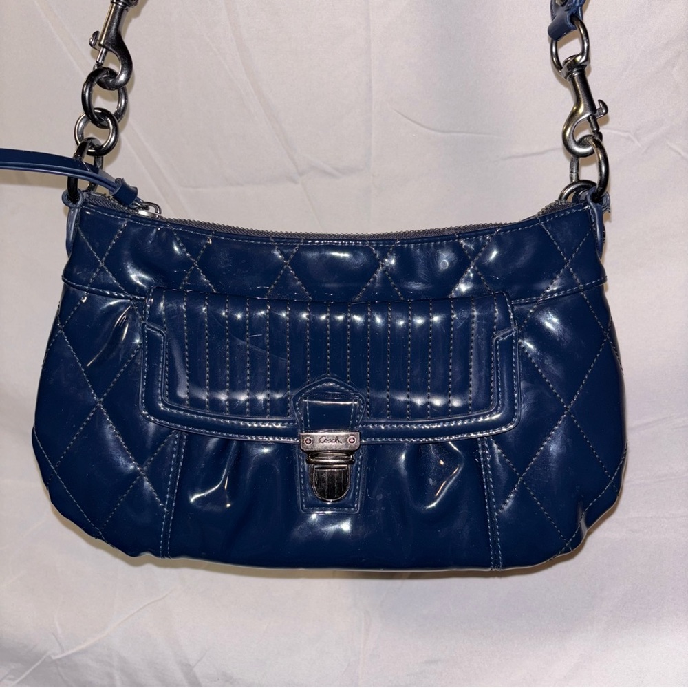 Coach Blue Quilted Shoulder Bag with Chain Strap